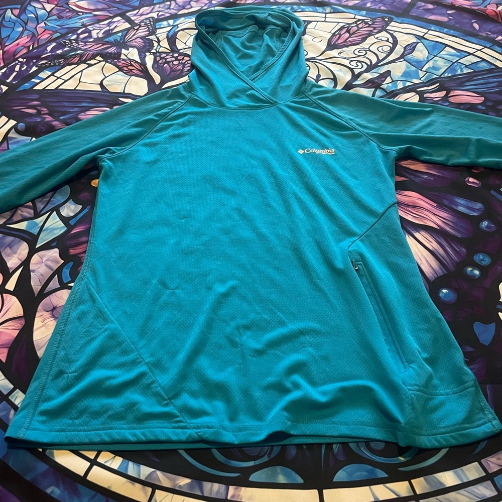 Columbia Aqua Blue Hooded Top